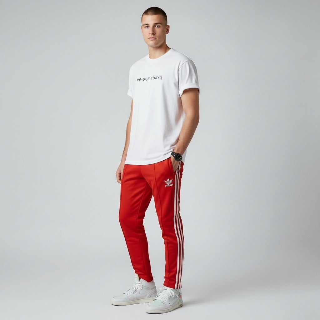 adidas トラックパンツ レッド