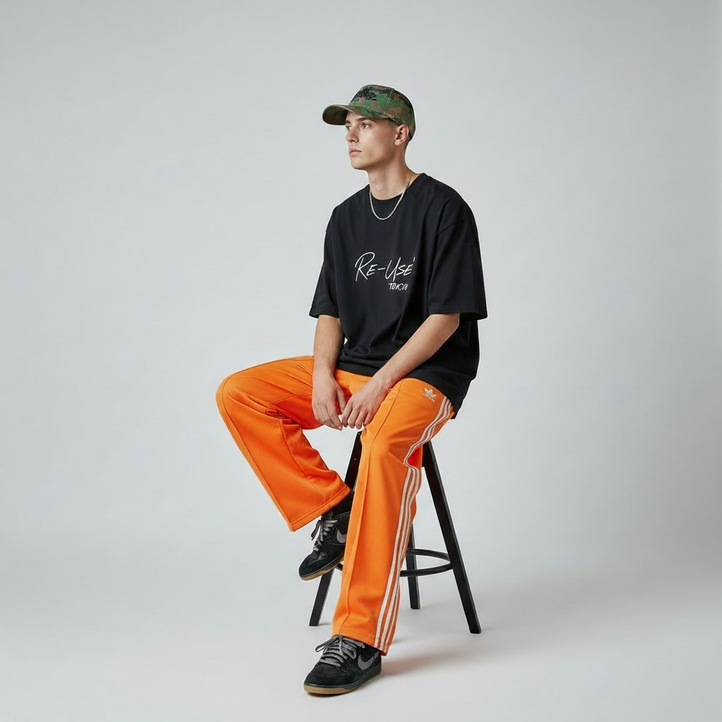 adidas トラックパンツ オレンジ
