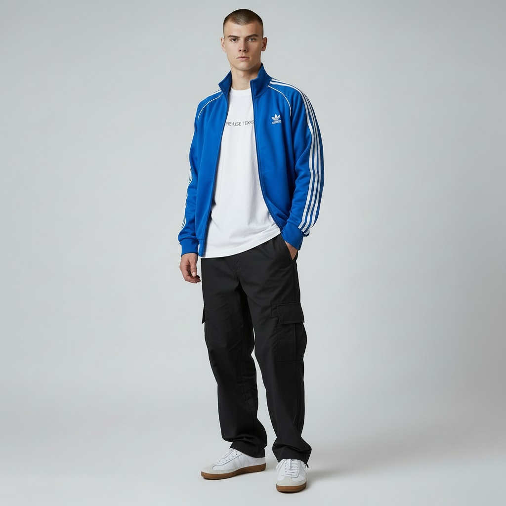 adidas トラックジャケット ブルー