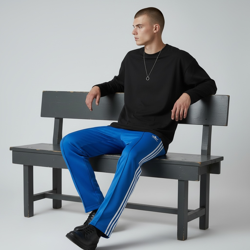 adidas トラックパンツ ブルー