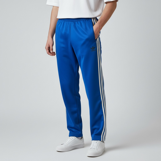 adidas トラックパンツ ジャージ ブルーX ロゴブラック US M