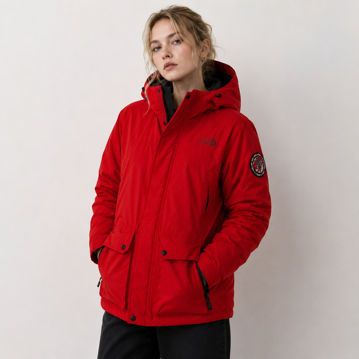 THE NORTH FACE Long Down Coat Down Parka Red M