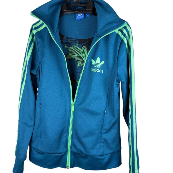 adidas アディダストラックジャケット ファイヤーバード 青緑 M