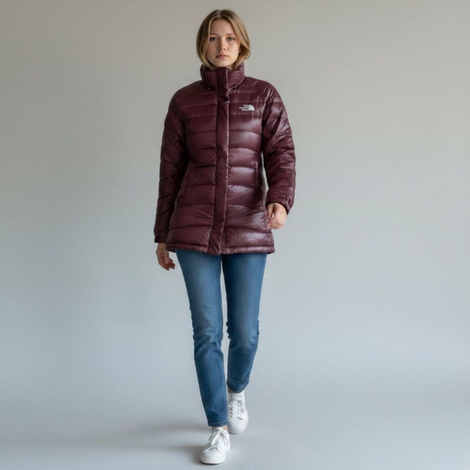 THE NORTH FACE 北面 女士羽绒服 酒红色 L码