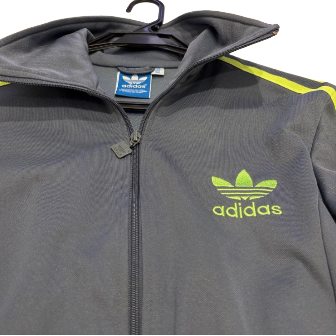 adidas アディダス トラックジャケット ファイヤーバード グレー×ネオンイエロー L