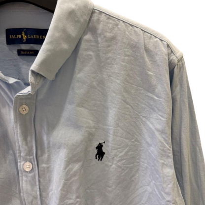Ralph Lauren 经典款修身长袖衬衫 浅蓝色 L码