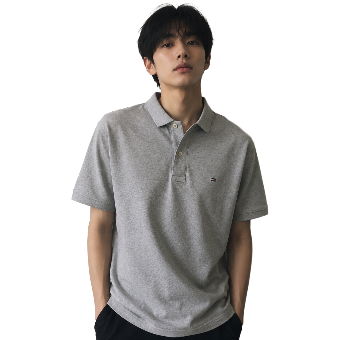 TOMMY HILFIGER トミーヒルフィガー ポロシャツ グレー 半袖 M