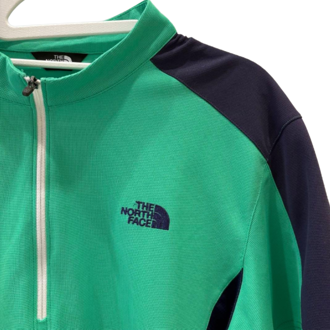 THE NORTH FACE ノースフェイス ハーフジップTシャツ グリーン XL