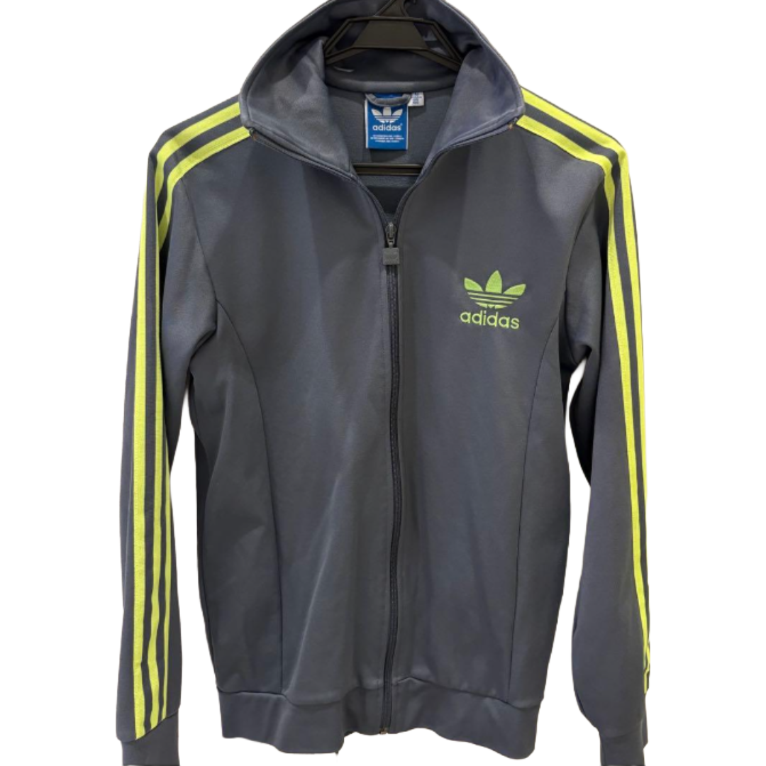 adidas アディダス トラックジャケット ファイヤーバード グレー×ネオンイエロー L