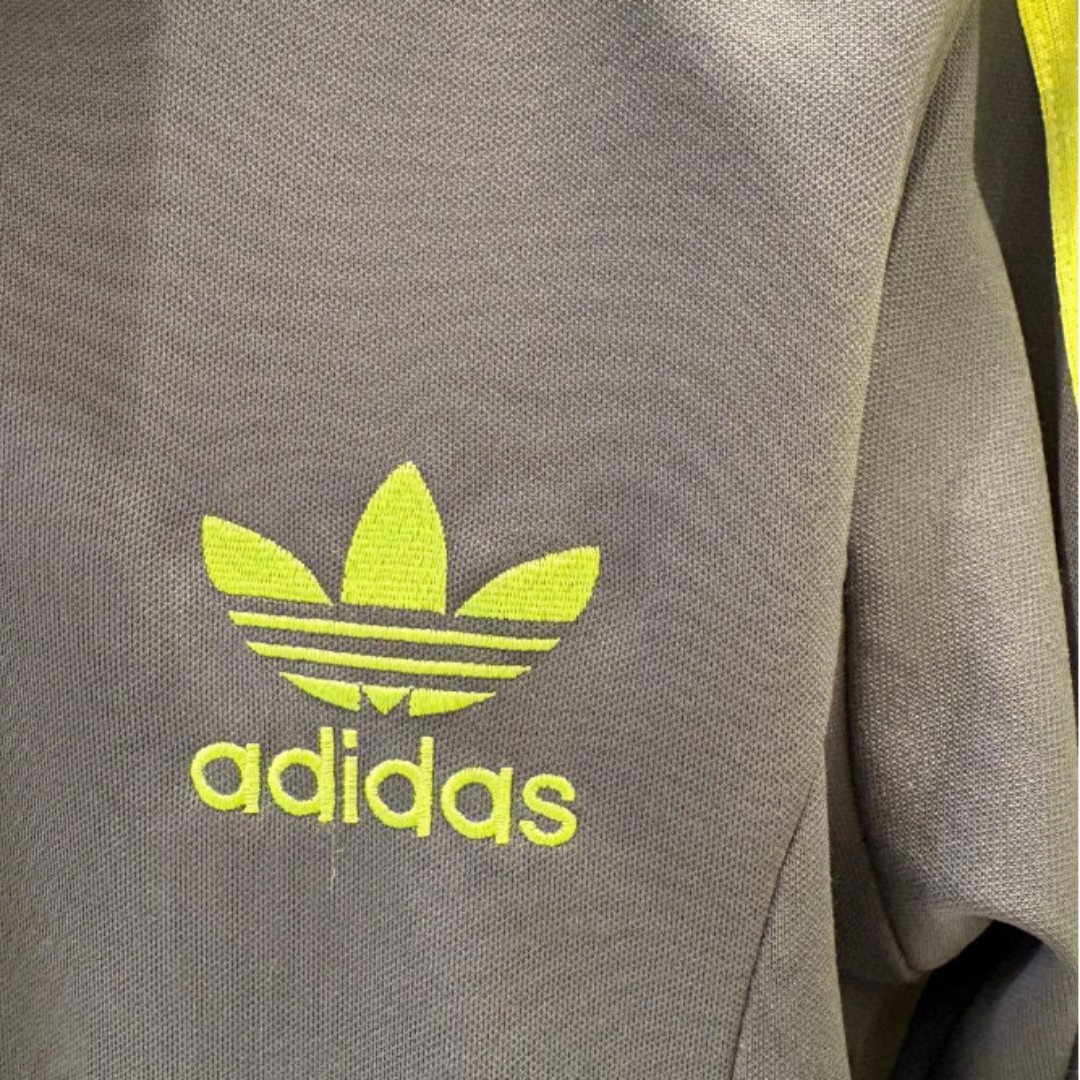 adidas アディダス トラックジャケット ファイヤーバード グレー×ネオンイエロー L