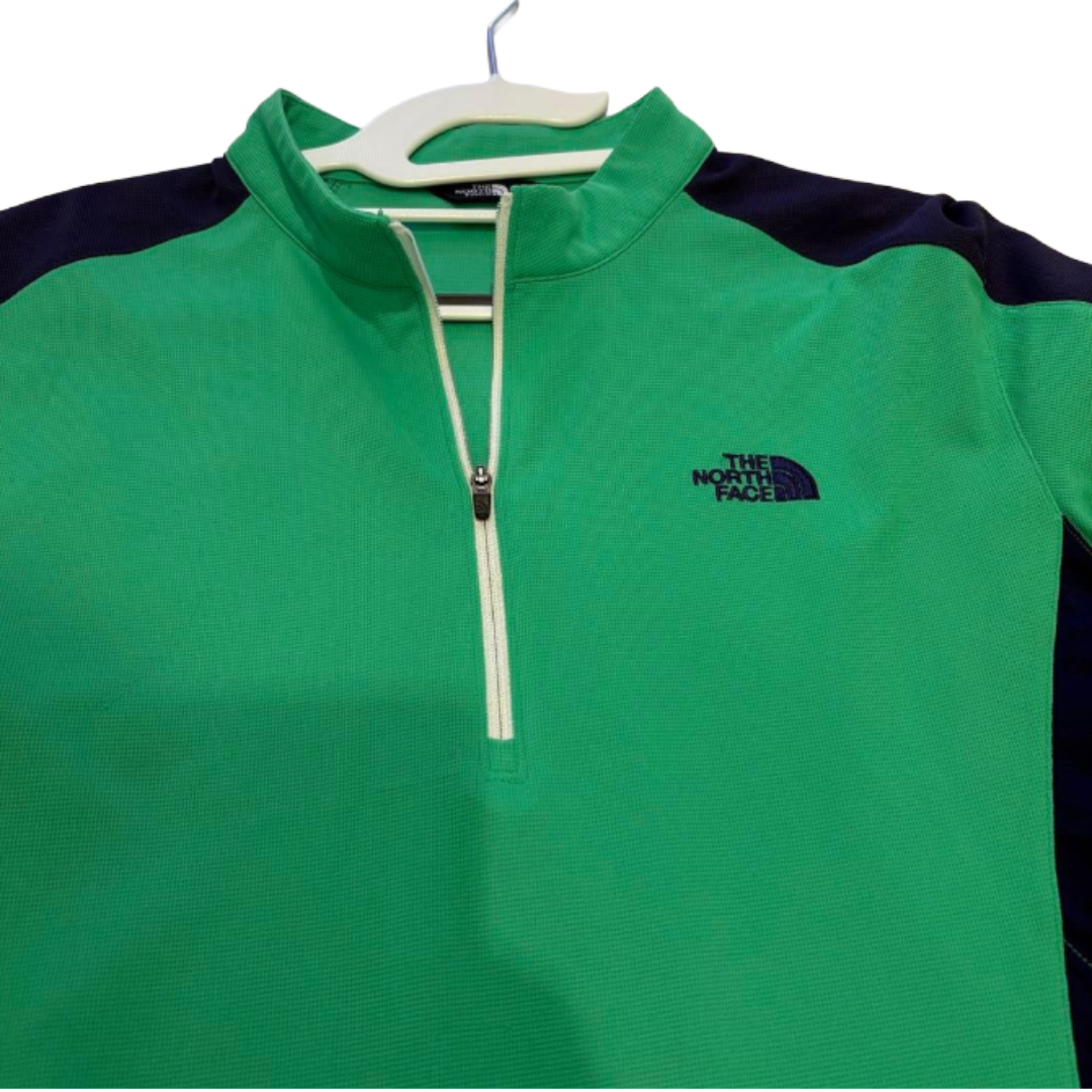 THE NORTH FACE ノースフェイス ハーフジップTシャツ グリーン XL
