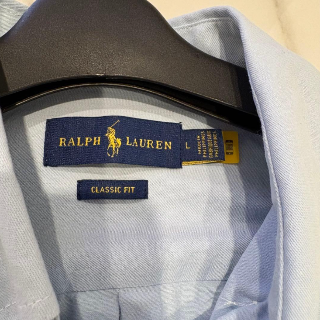 Ralph Lauren 经典款修身长袖衬衫 浅蓝色 L码