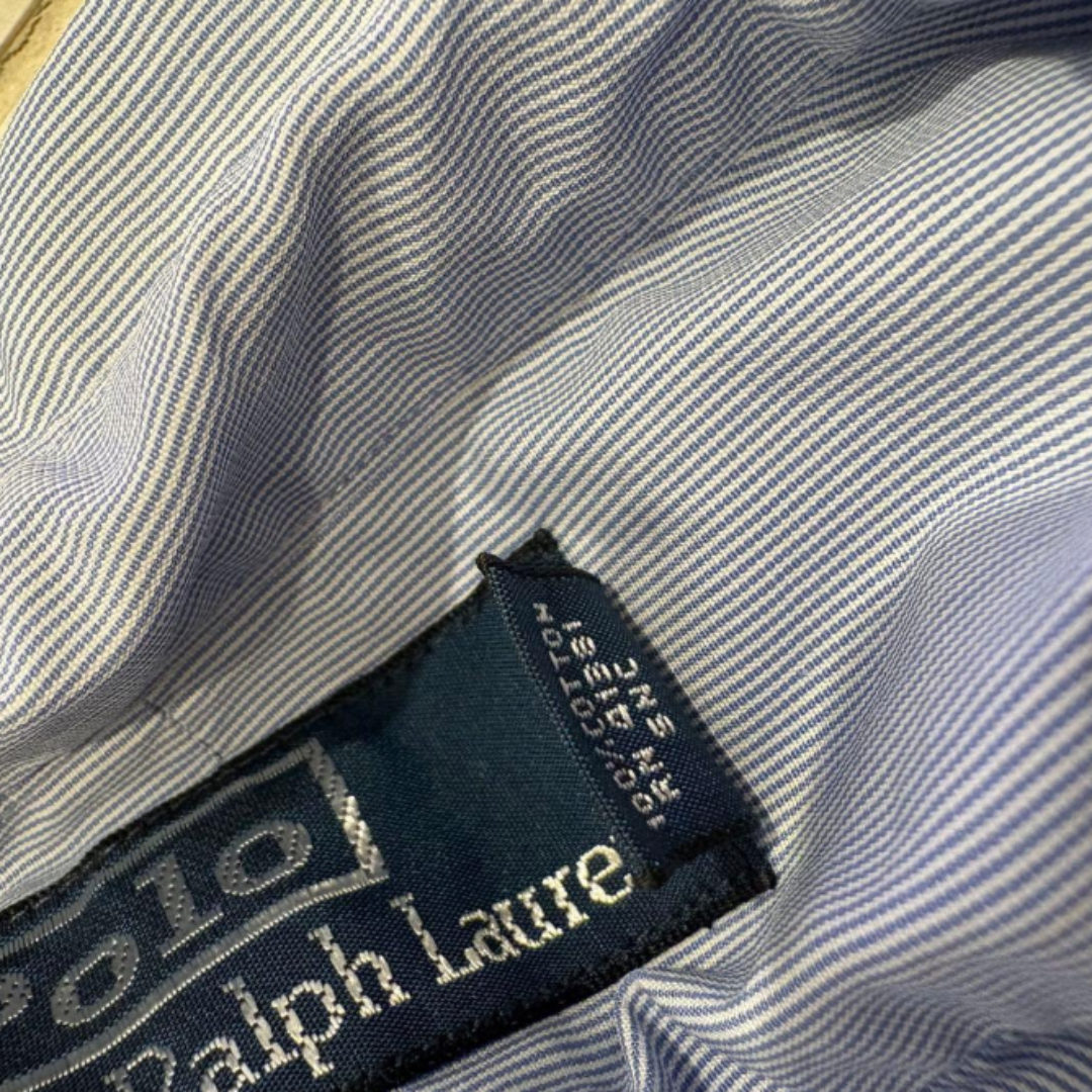 Polo Ralph Lauren 长袖衬衫 90年代复古条纹淡蓝色 XL(LL)