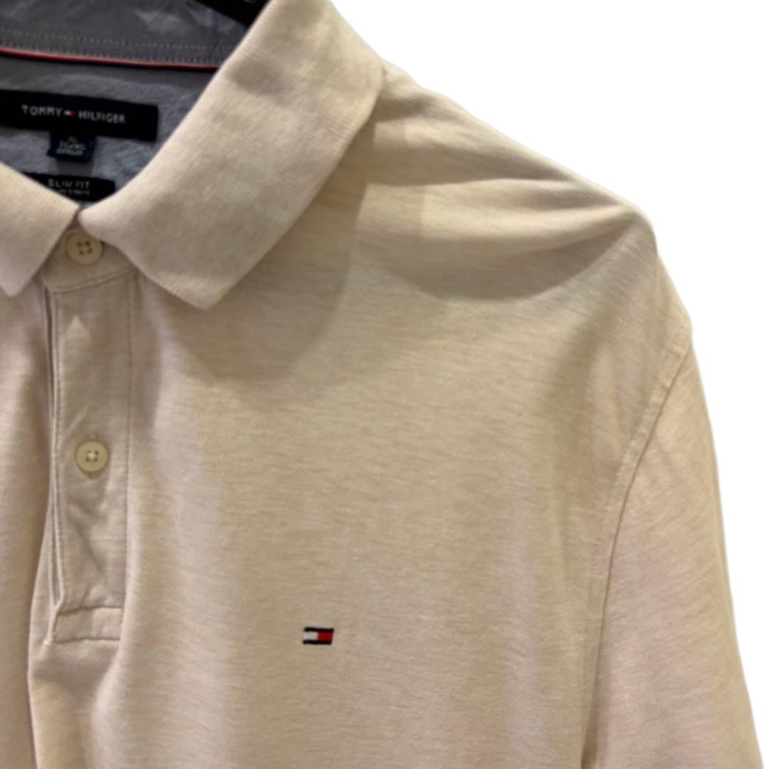 TOMMY HILFIGER ポロシャツ スリムフィット ベージュ XL