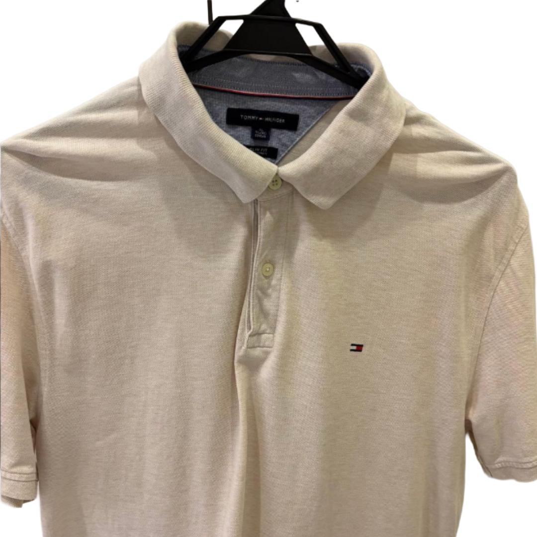 TOMMY HILFIGER ポロシャツ スリムフィット ベージュ XL