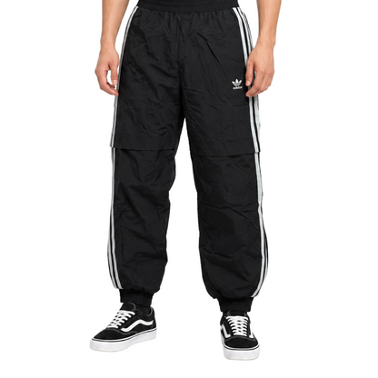 adidas アディダス ナイロントラックパンツ 3ストライプ ブラック XS