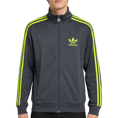 adidas アディダス トラックジャケット グレー×ネオンイエロー  L