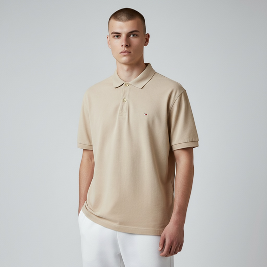 TOMMY HILFIGER ポロシャツ スリムフィット ベージュ XL