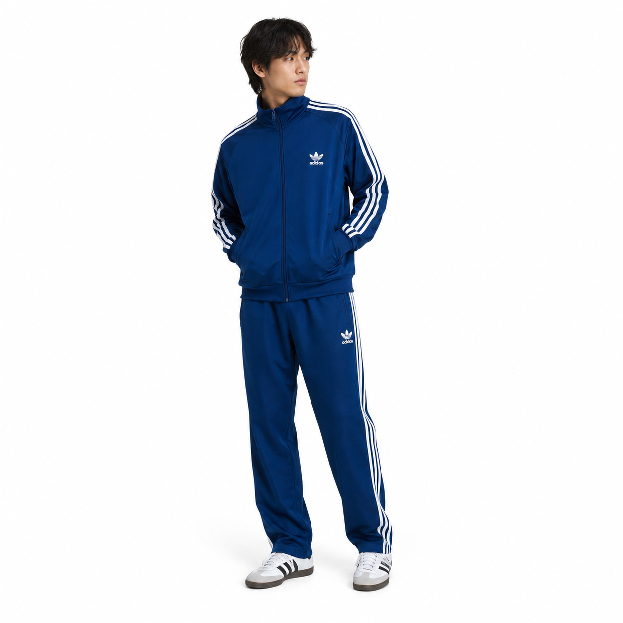 adidas アディダス ジャージ ファイヤーバードシリーズ 濃いブルー トラックパンツ XS