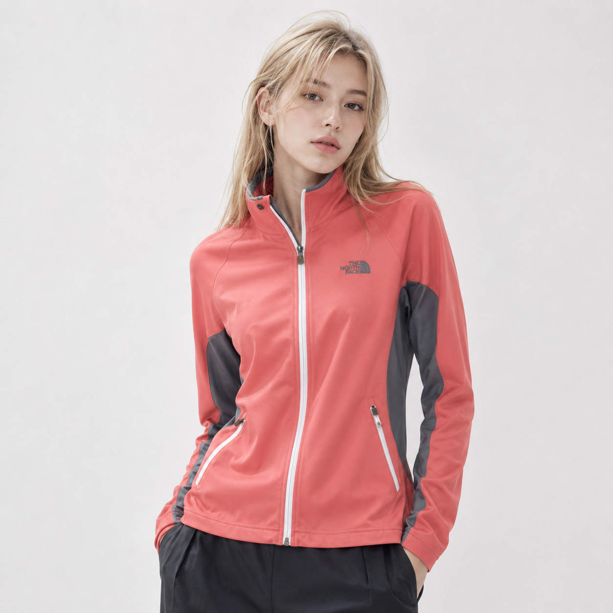 THE NORTH FACE ソフトシェルジャケットサーモンピンク レディース XL(LL)