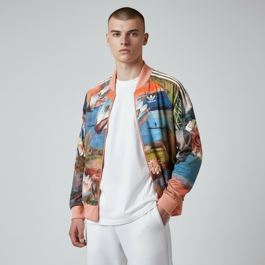 Adidas Track Jacket Lotus Print Track Pants Firebird S