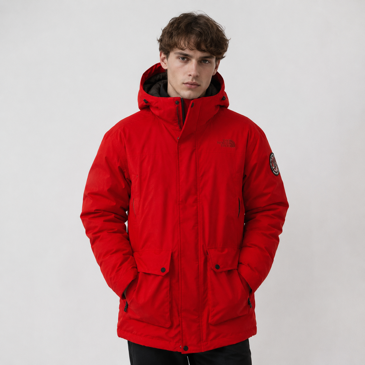 THE NORTH FACE Long Down Coat Down Parka Red M