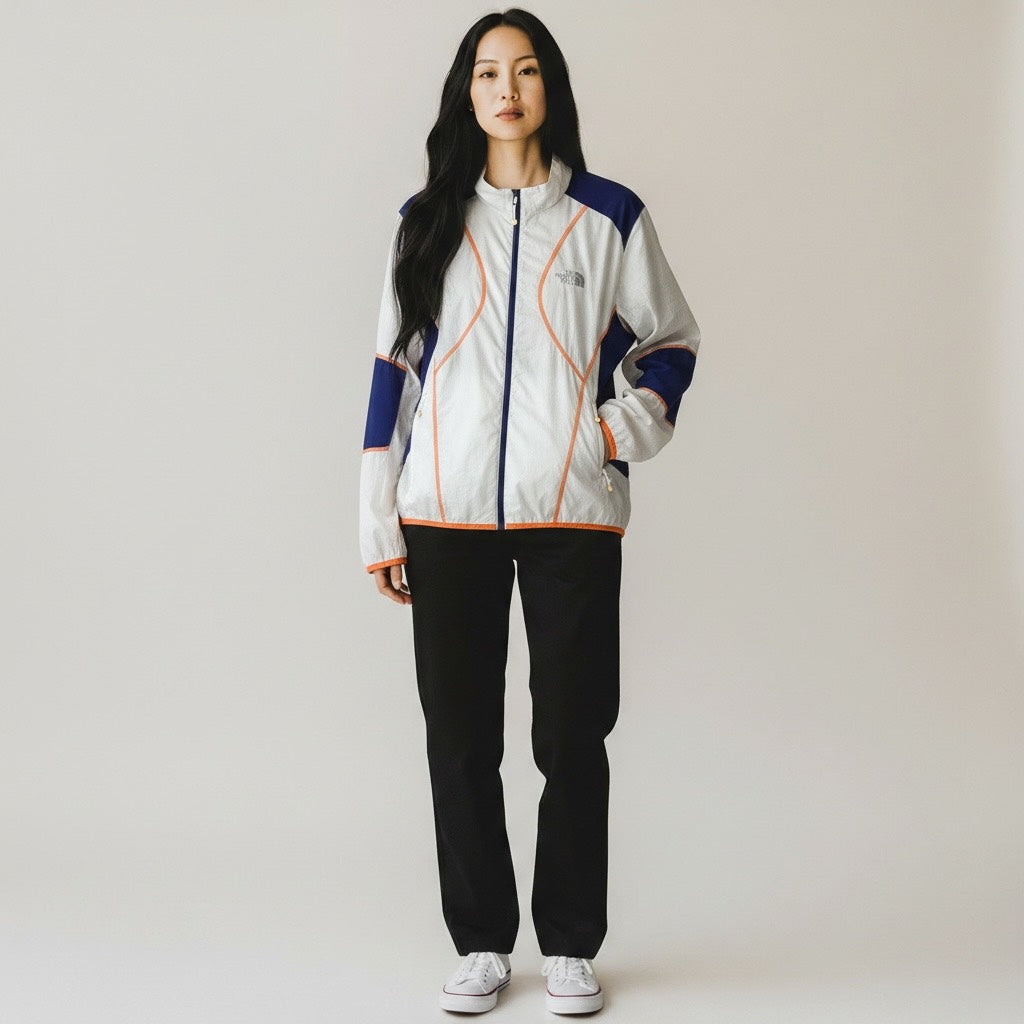 THE NORTH FACE 尼龙夹克 女式 白色×海军蓝×橙色 XL