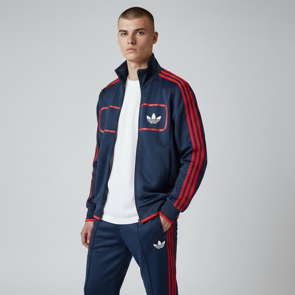 adidas 阿迪达斯 运动夹克 Firebird 海军蓝×红色 XS
