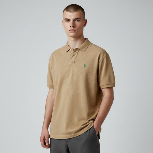 Polo Ralph Lauren Polo Shirt Green Pony Beige M