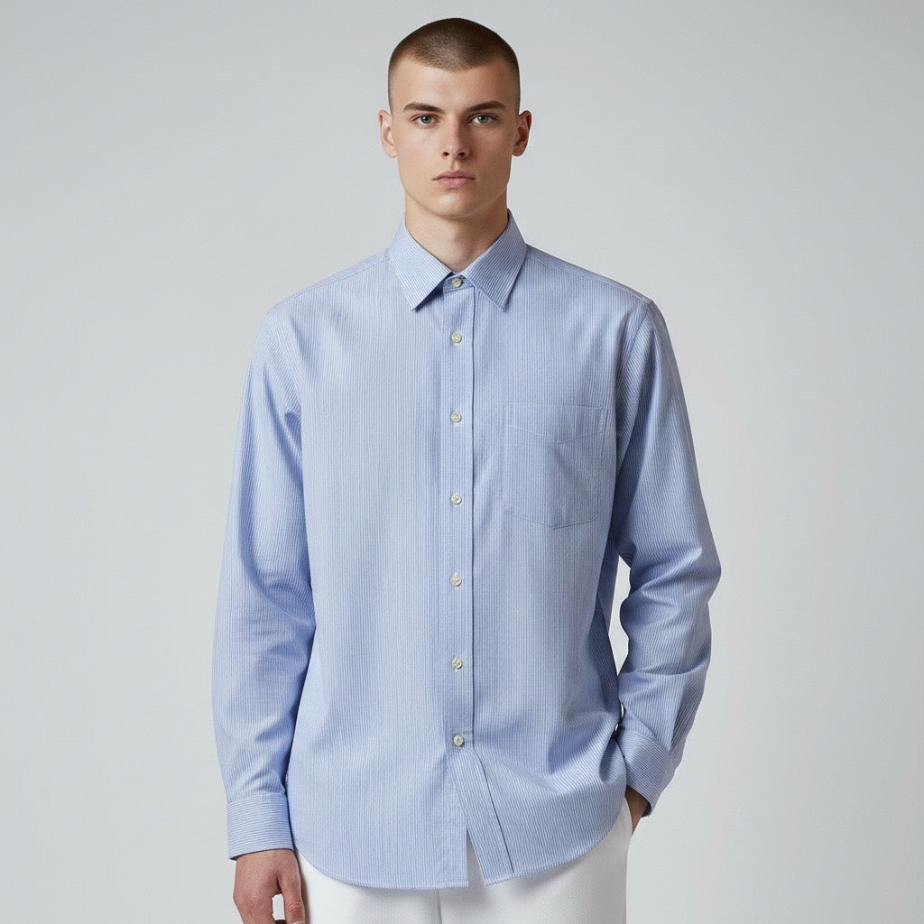 Polo Ralph Lauren 长袖衬衫 90年代复古条纹淡蓝色 XL(LL)