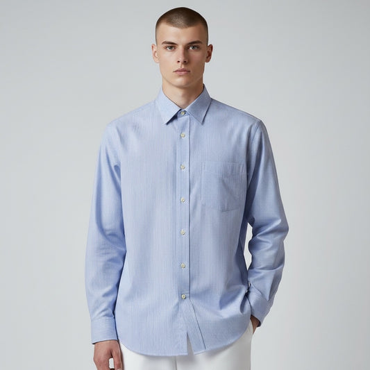 Polo Ralph Lauren Long Sleeve Shirt 90s Vintage Stripe Light Blue XL (US L)