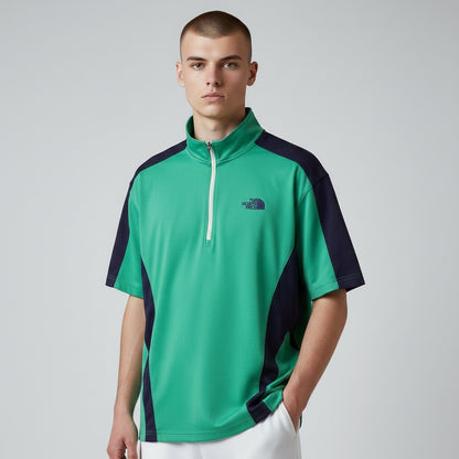 THE NORTH FACE ノースフェイス ハーフジップTシャツ グリーン XL