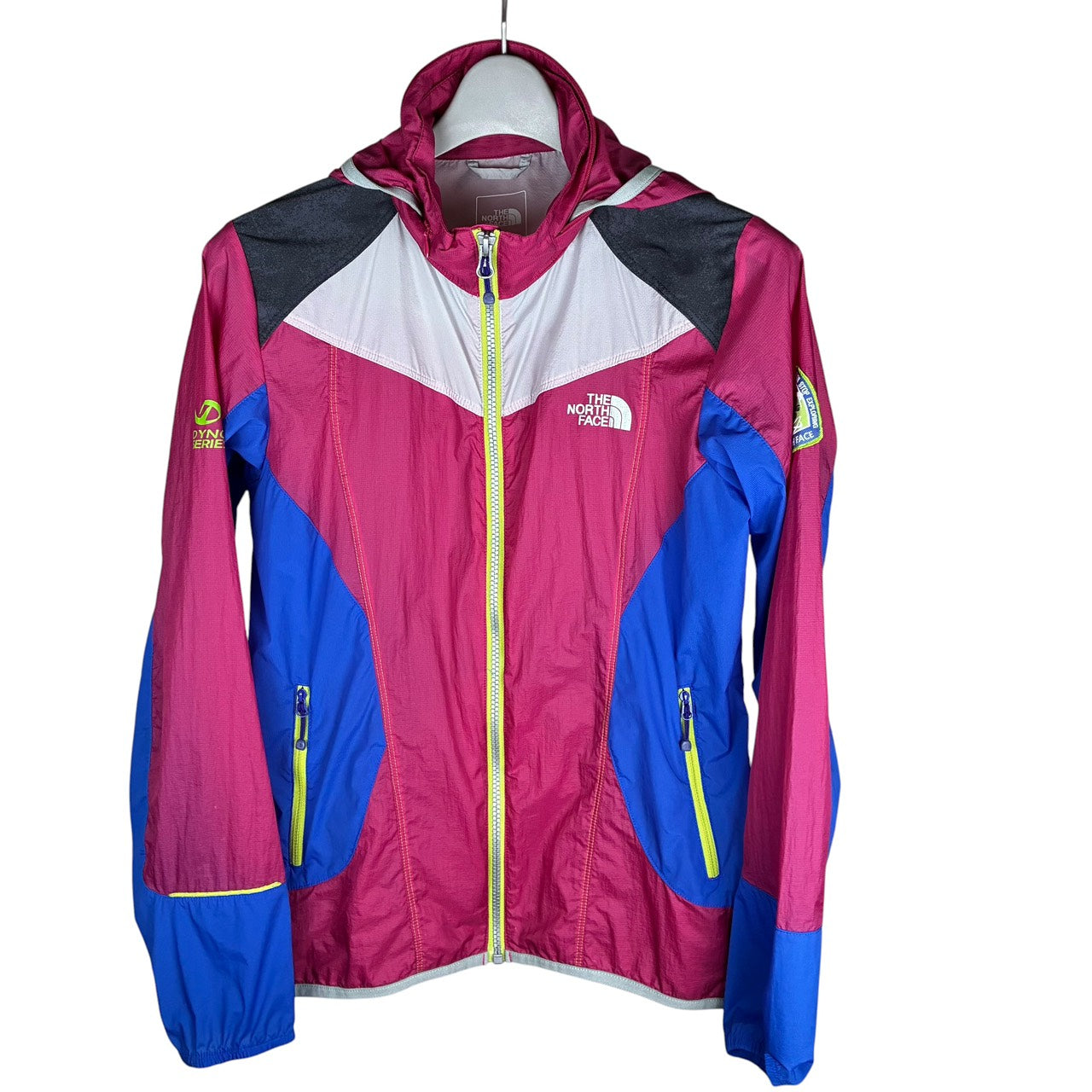 THE NORTH FACE ナイロンジャケット フード付き ピンクxブルー マルチカラー  M