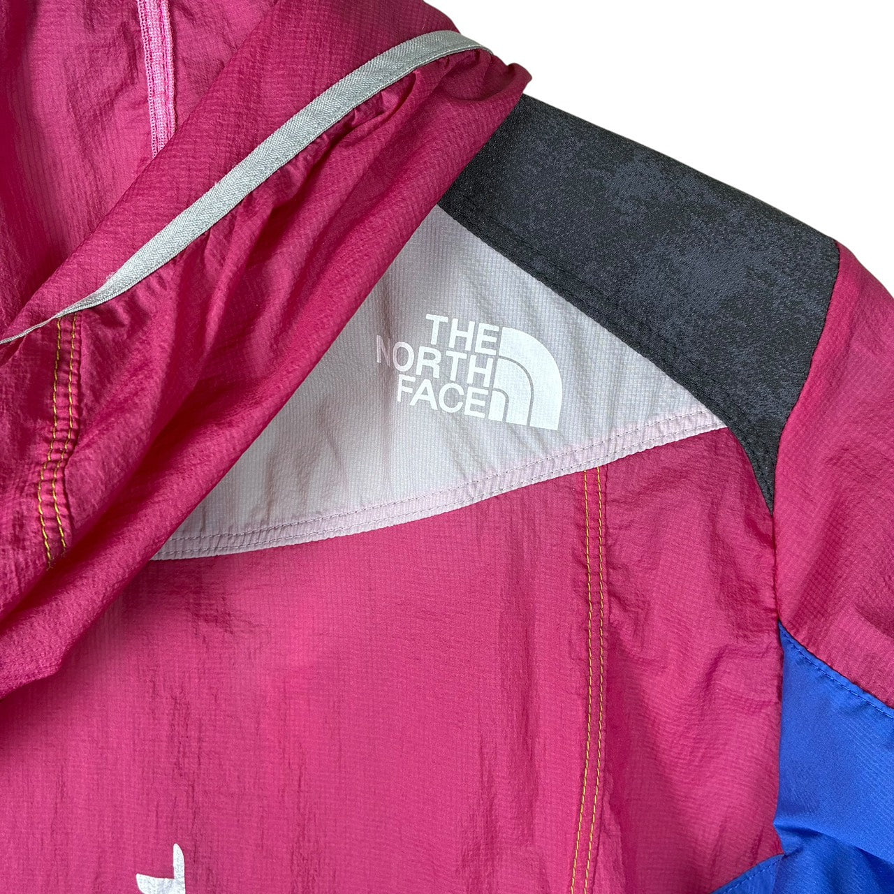 THE NORTH FACE ナイロンジャケット フード付き ピンクxブルー マルチカラー  M