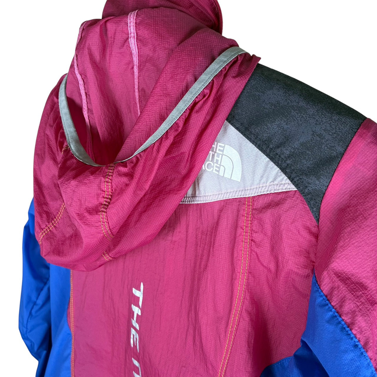 THE NORTH FACE ナイロンジャケット フード付き ピンクxブルー マルチカラー  M