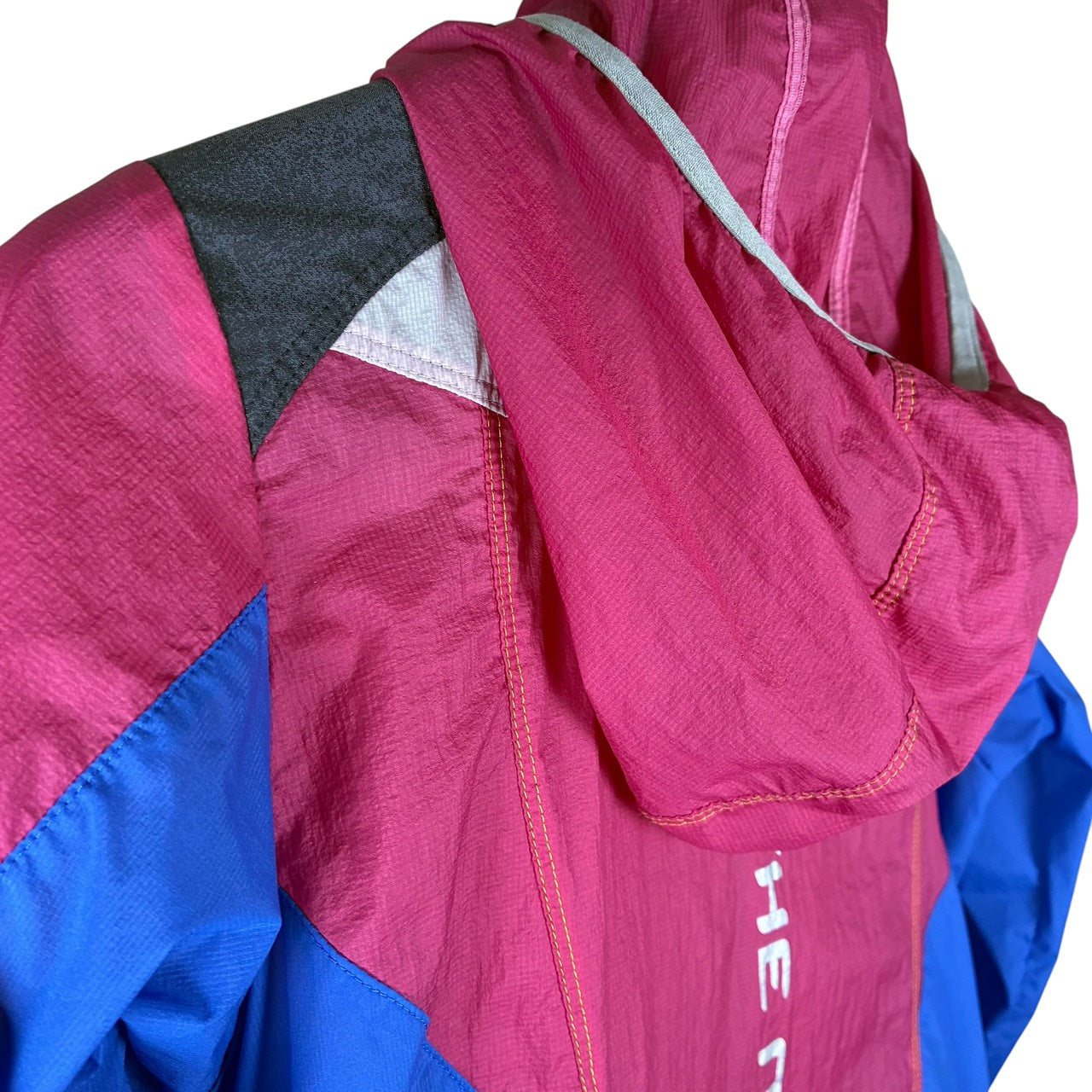 THE NORTH FACE ナイロンジャケット フード付き ピンクxブルー マルチカラー  M