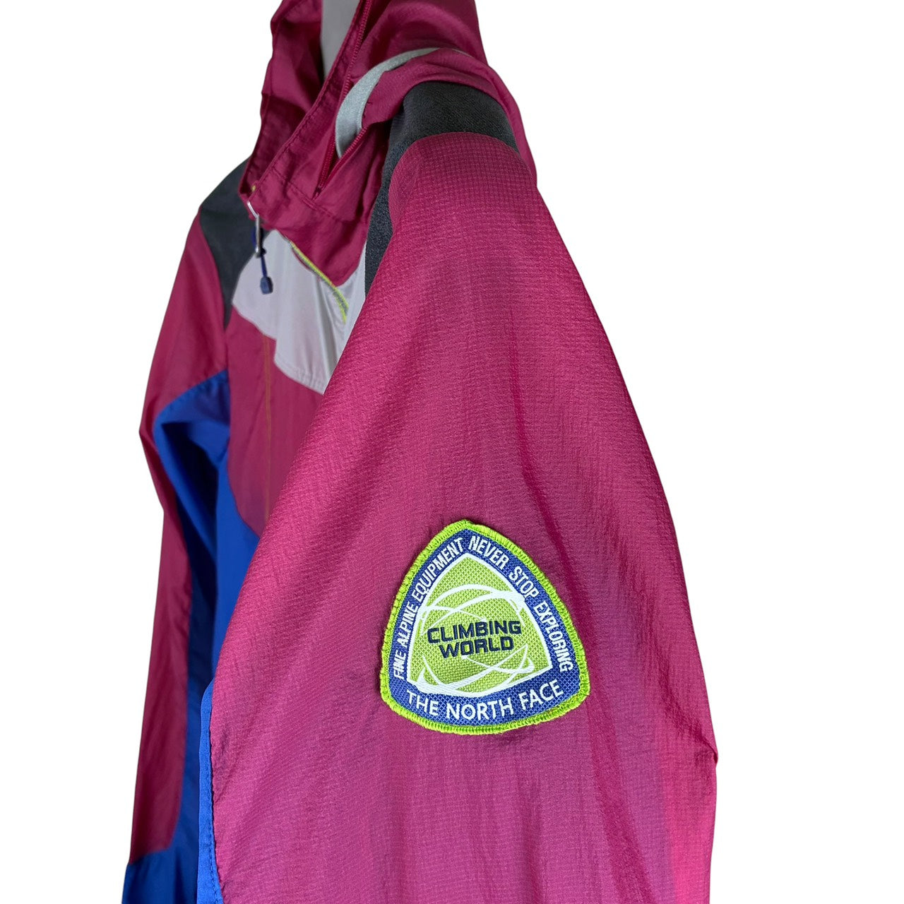 THE NORTH FACE ナイロンジャケット フード付き ピンクxブルー マルチカラー  M