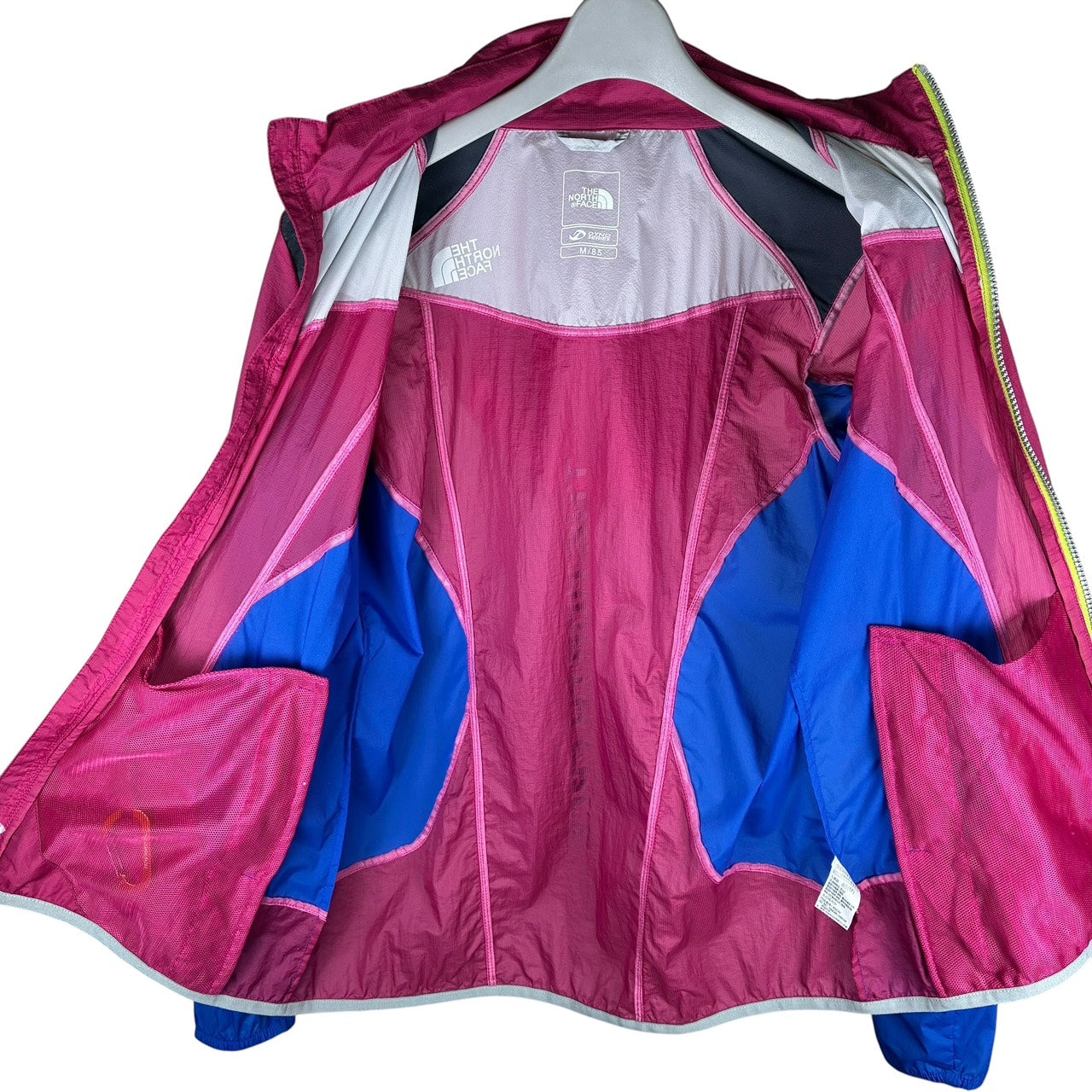 THE NORTH FACE ナイロンジャケット フード付き ピンクxブルー マルチカラー  M