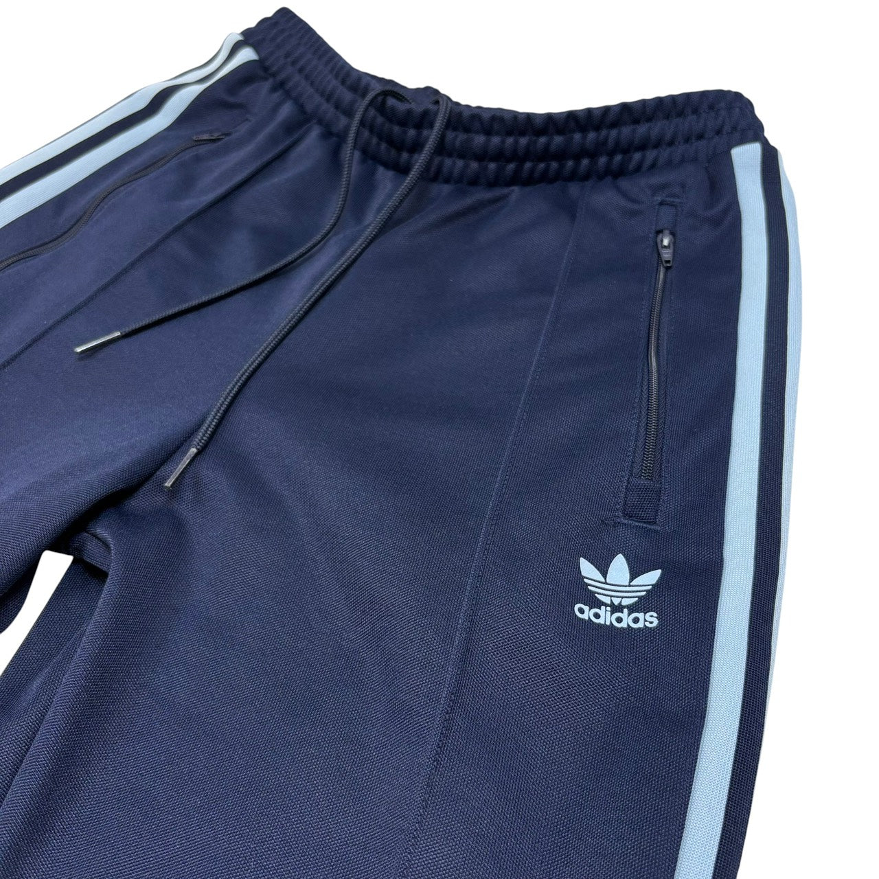 adidas クラシック トラックパンツ ジャージ ネイビー x 水色 M