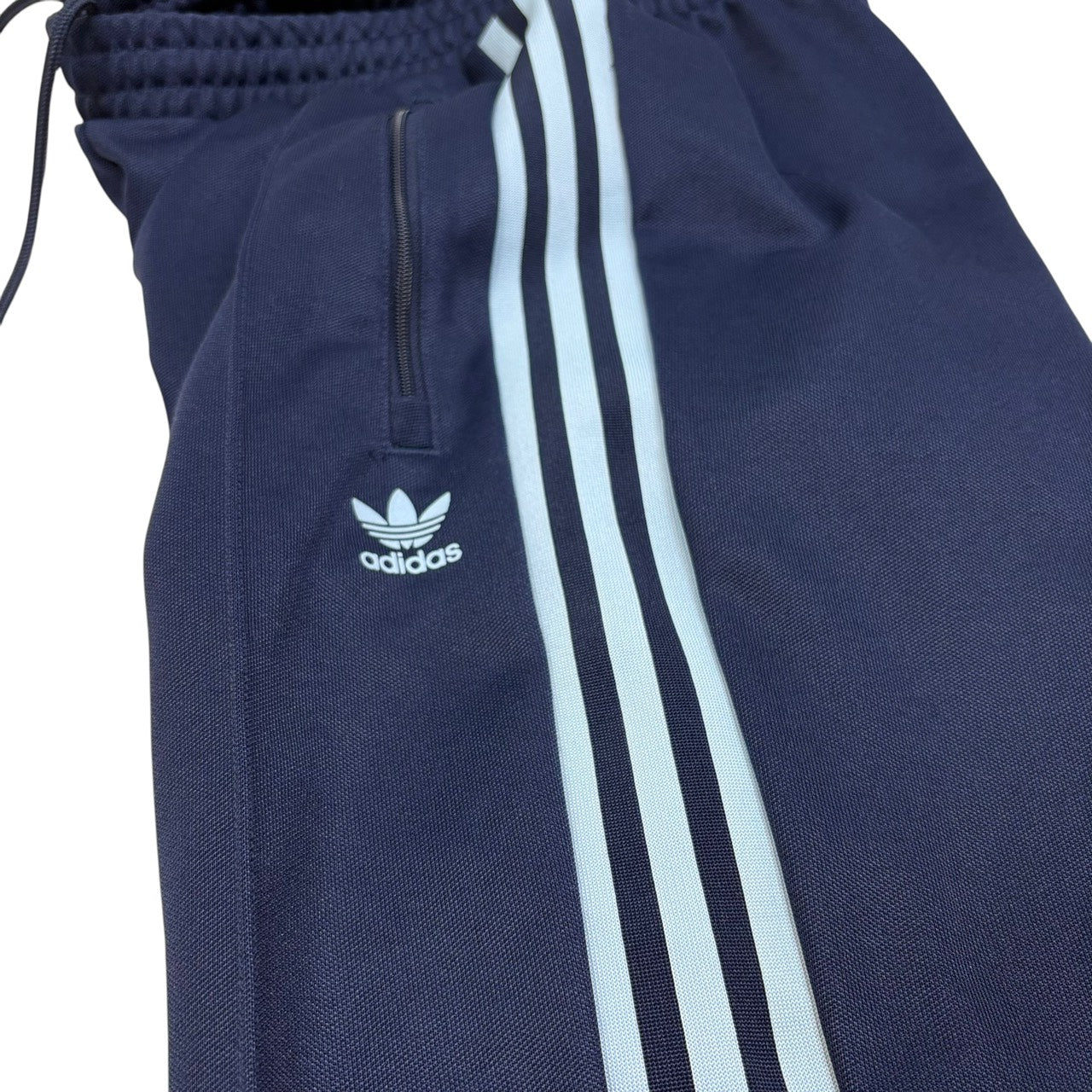 adidas クラシック トラックパンツ ジャージ ネイビー x 水色 M