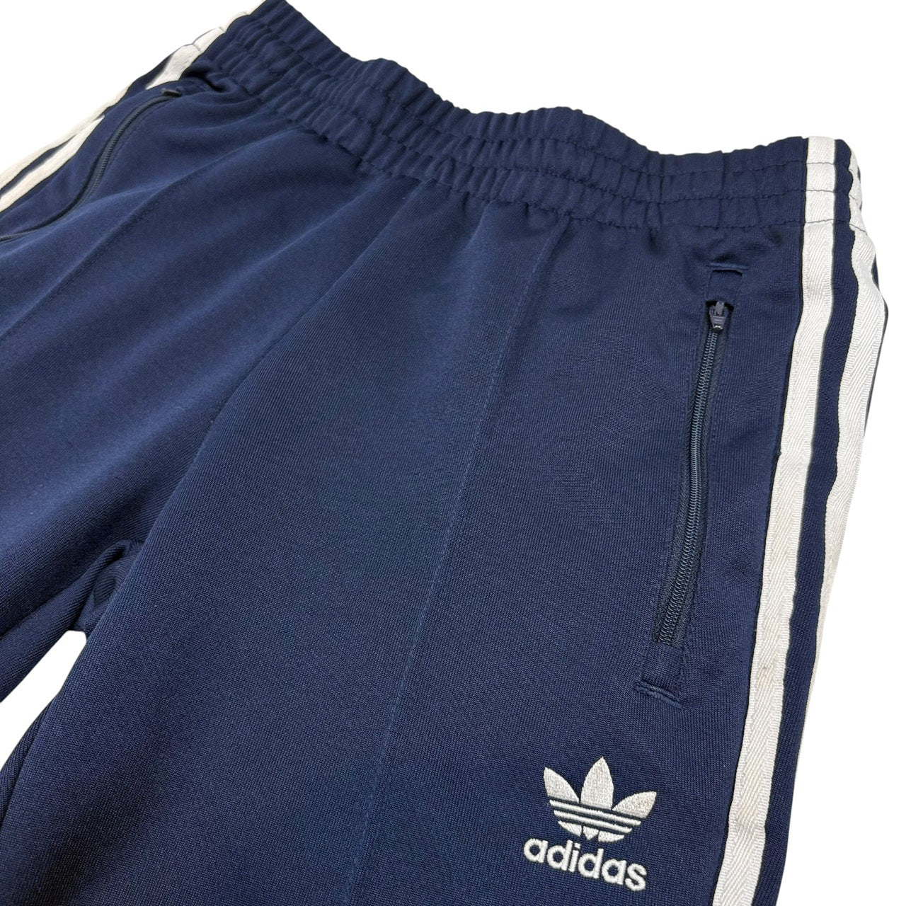 adidas トラックパンツ ジャージ トレフォイルロゴ刺繍 ネイビー S