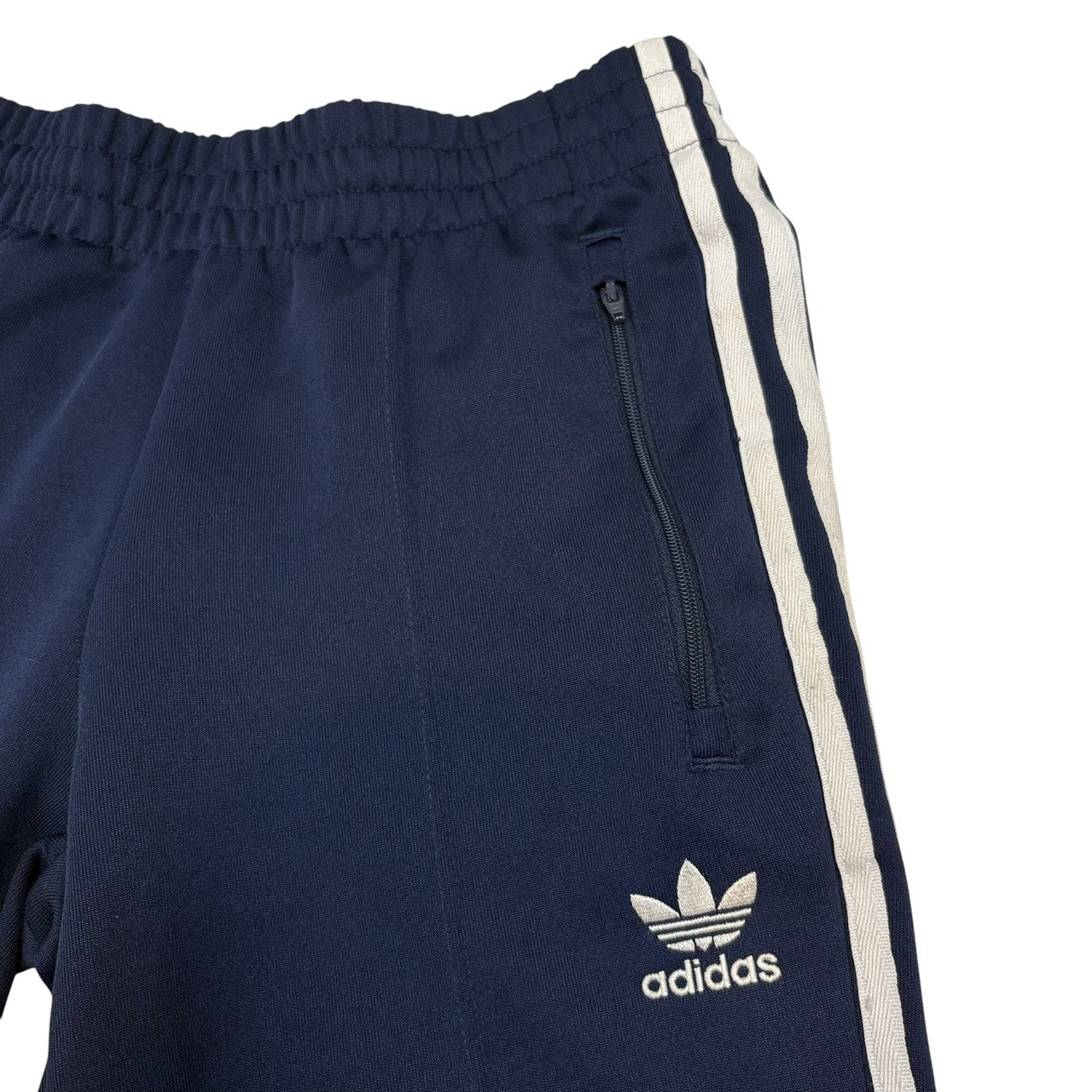adidas トラックパンツ ジャージ トレフォイルロゴ刺繍 ネイビー S