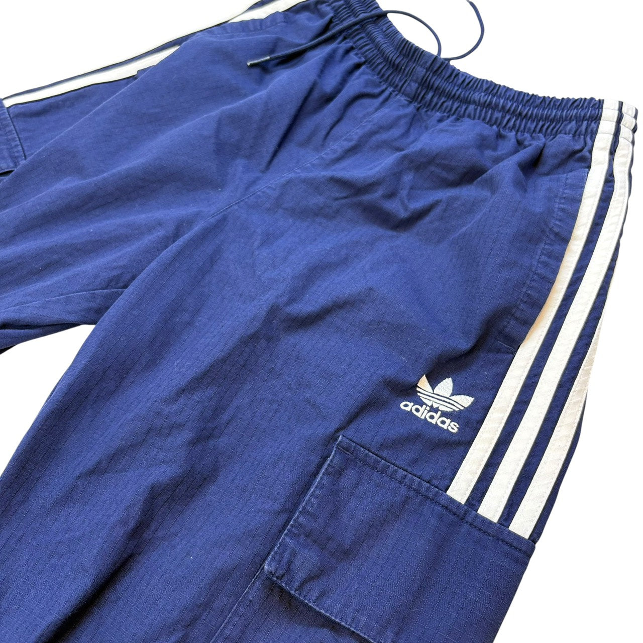 adidas アディダス カーゴパンツ トレフォイルロゴ ブルー 青 S