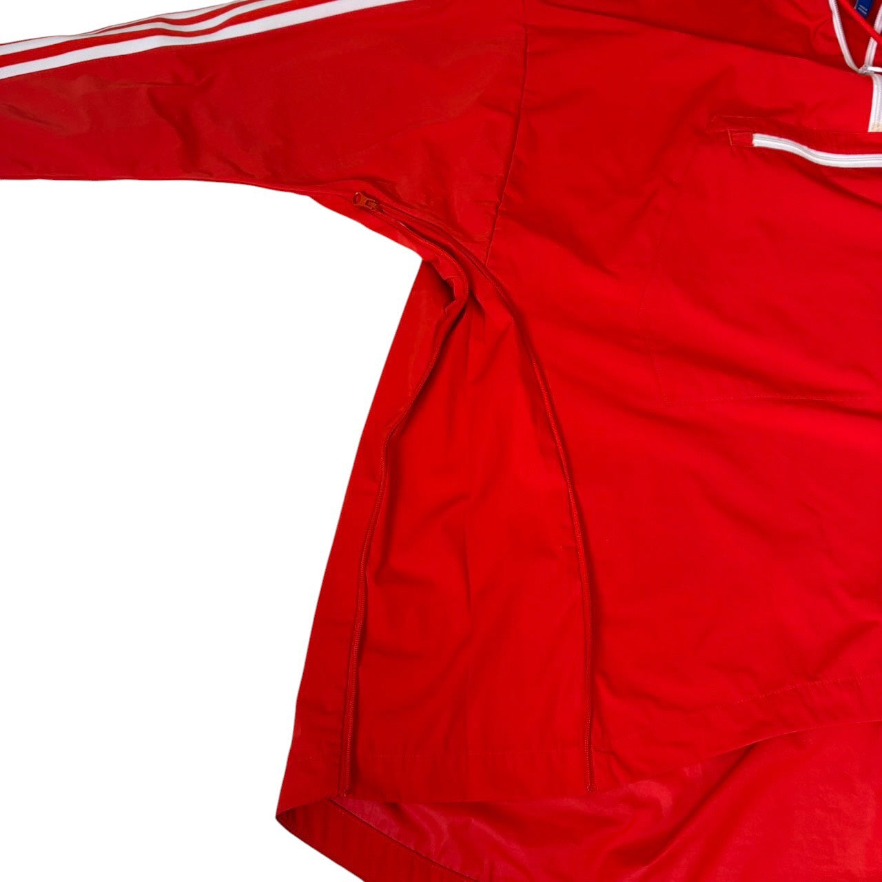 adidas アディダス アノラックパーカー ハーフジップ レッド L