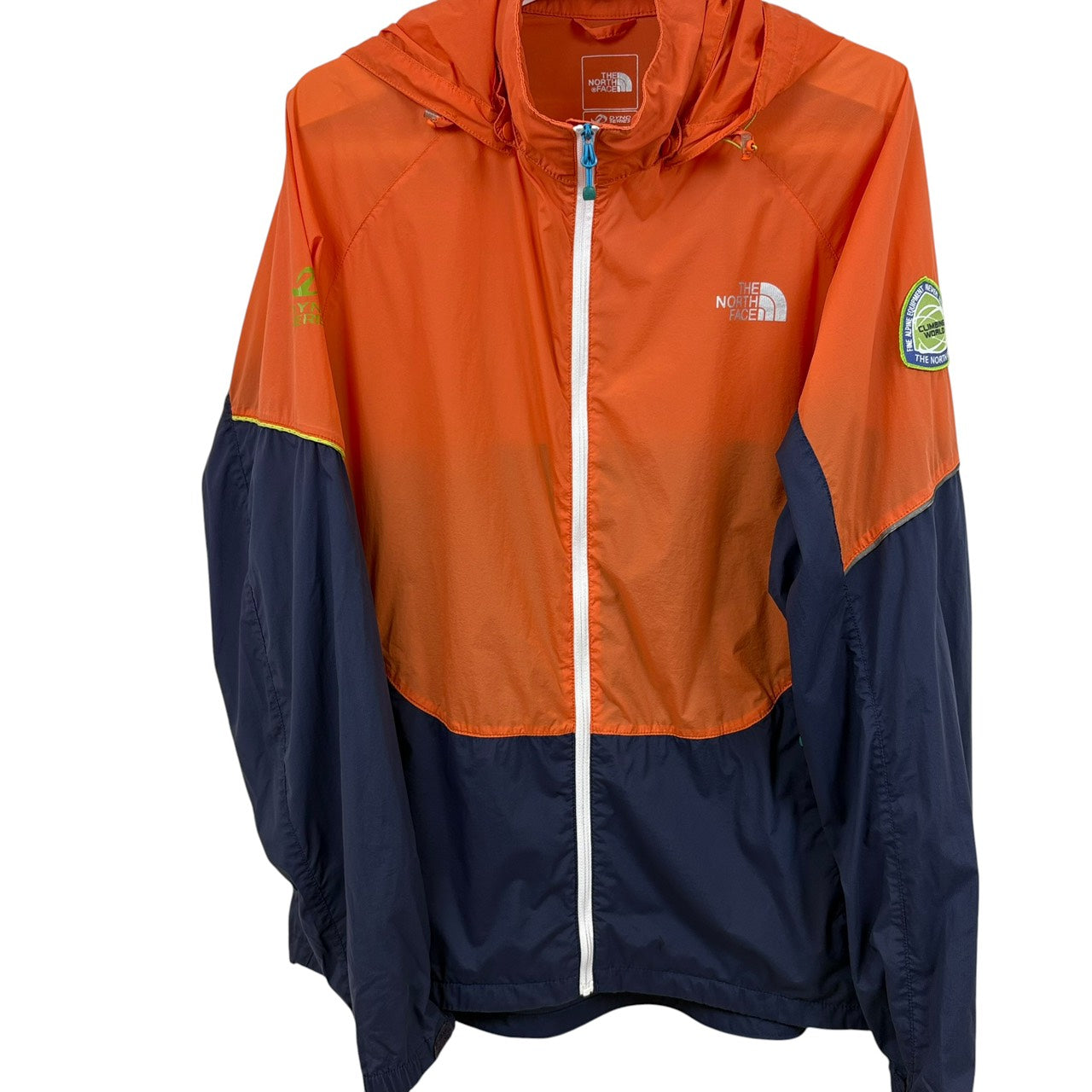 THE NORTH FACE ナイロンパーカー ワッペン付き オレンジ × ネイビー  XL