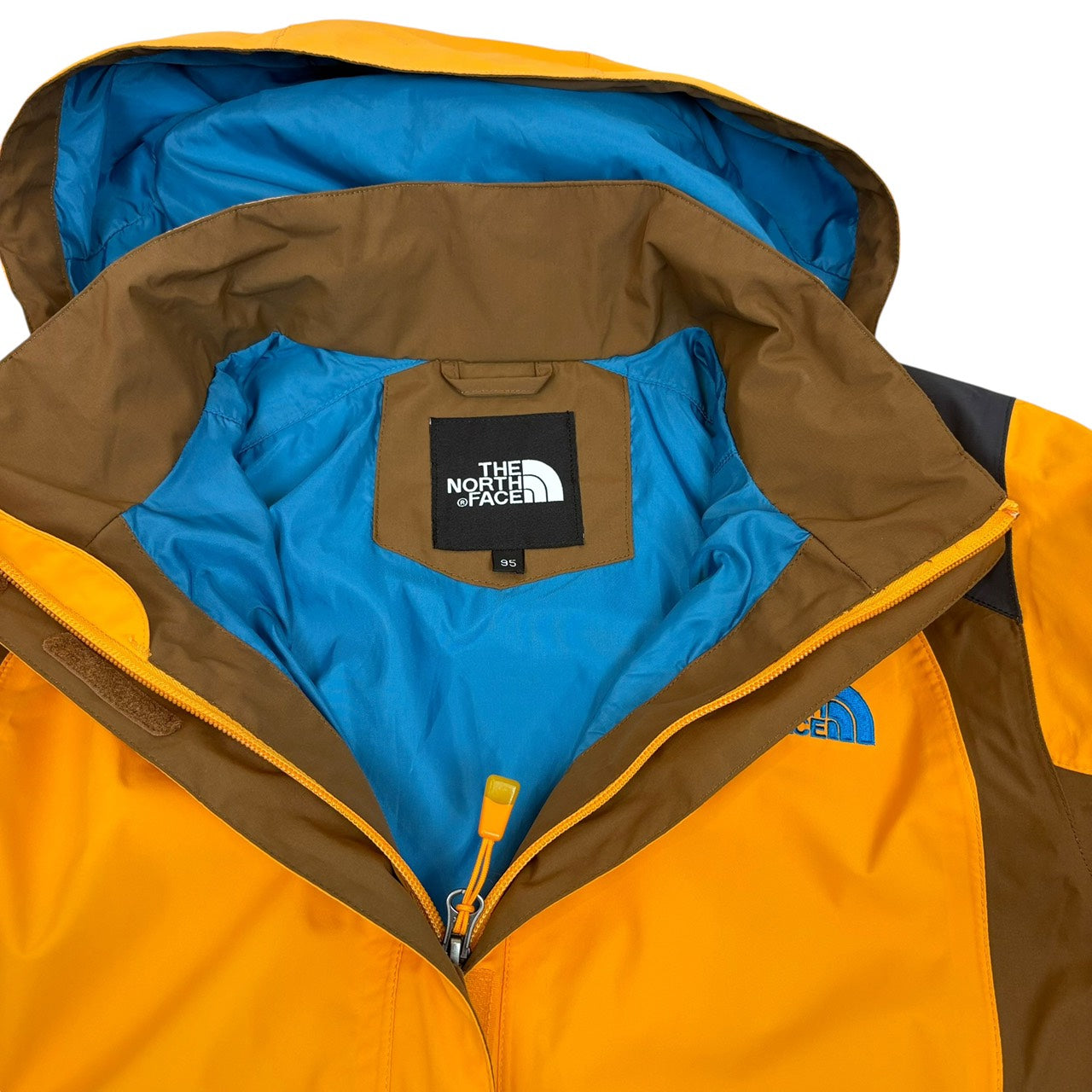 THE NORTH FACE ノースフェイス HyVent マウンテンパーカー イエローオレンジ × ブラウン × インナーブルー XL