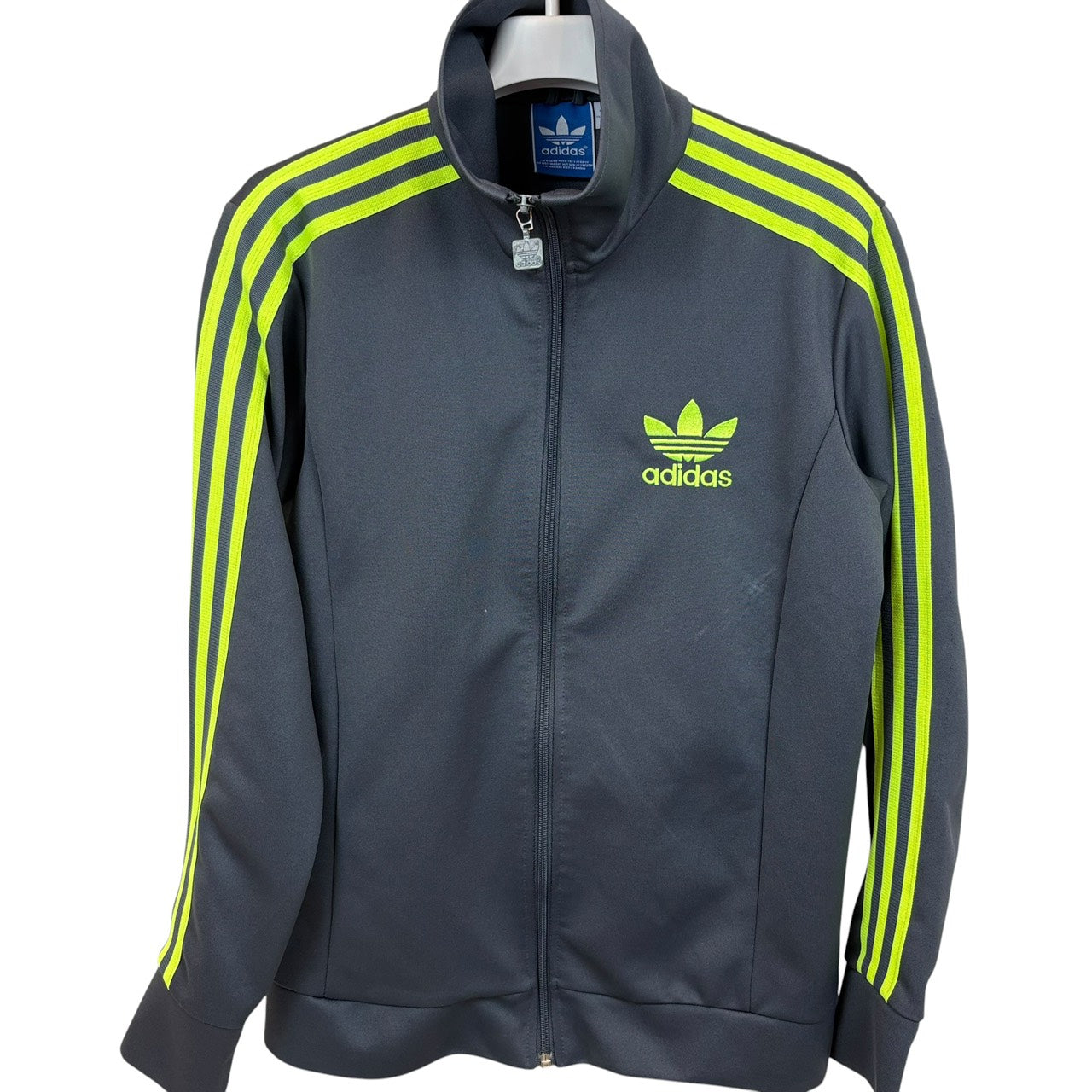 adidas アディダス トラックジャケット グレー×ネオンイエロー  L