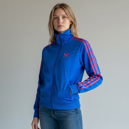 adidas 阿迪达斯 运动夹克 蓝色x粉色 火鸟款 XS