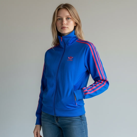 adidas アディダス トラックジャケット ブルーxピンク ファイヤーバード XS