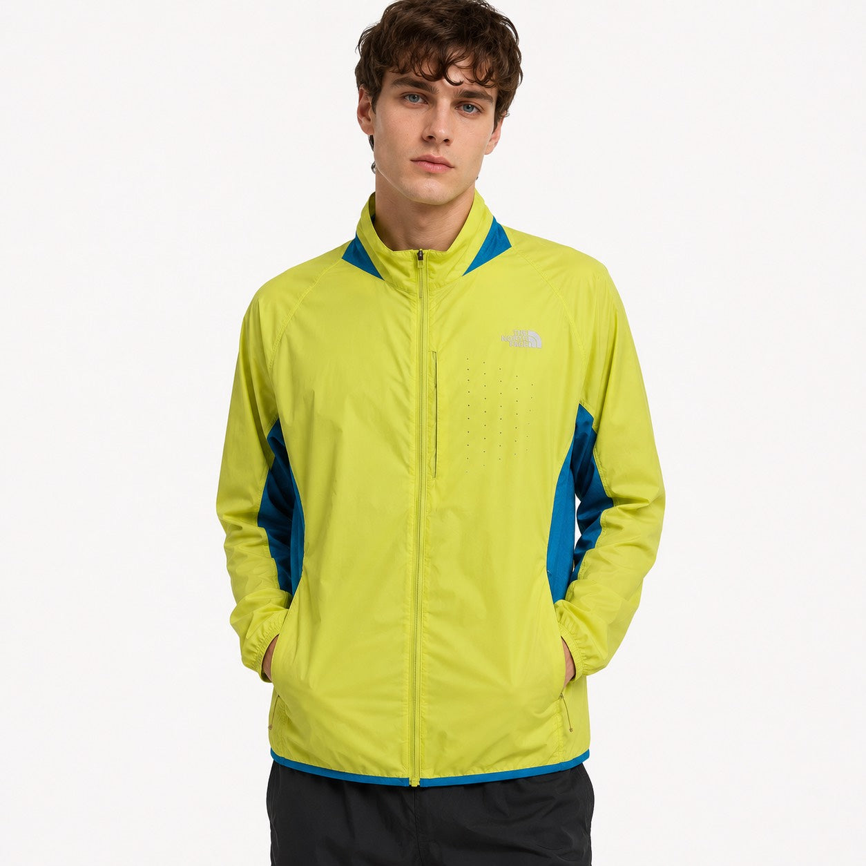 THE NORTH FACE ウィンドシェル ネオンイエロー/ブルー XL(LL)